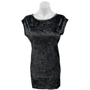 Knot Sister Black Sleeveless Crushed Velvet Velour Mini Tank Bodycon Dress XS